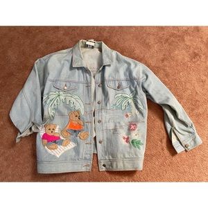 Denim jacket with teddy bears